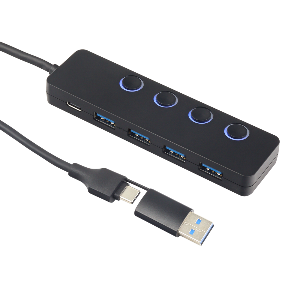 Hub Tipo C + Usb X4 Puertos Usb 3.0 Switch - Jal-S0008