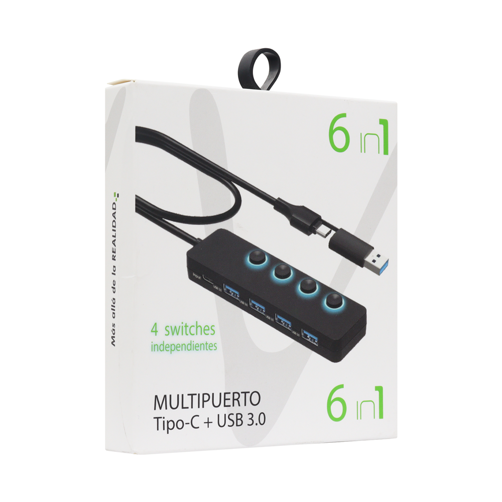 Hub Tipo C + Usb X4 Puertos Usb 3.0 Switch - Jal-S0008 3
