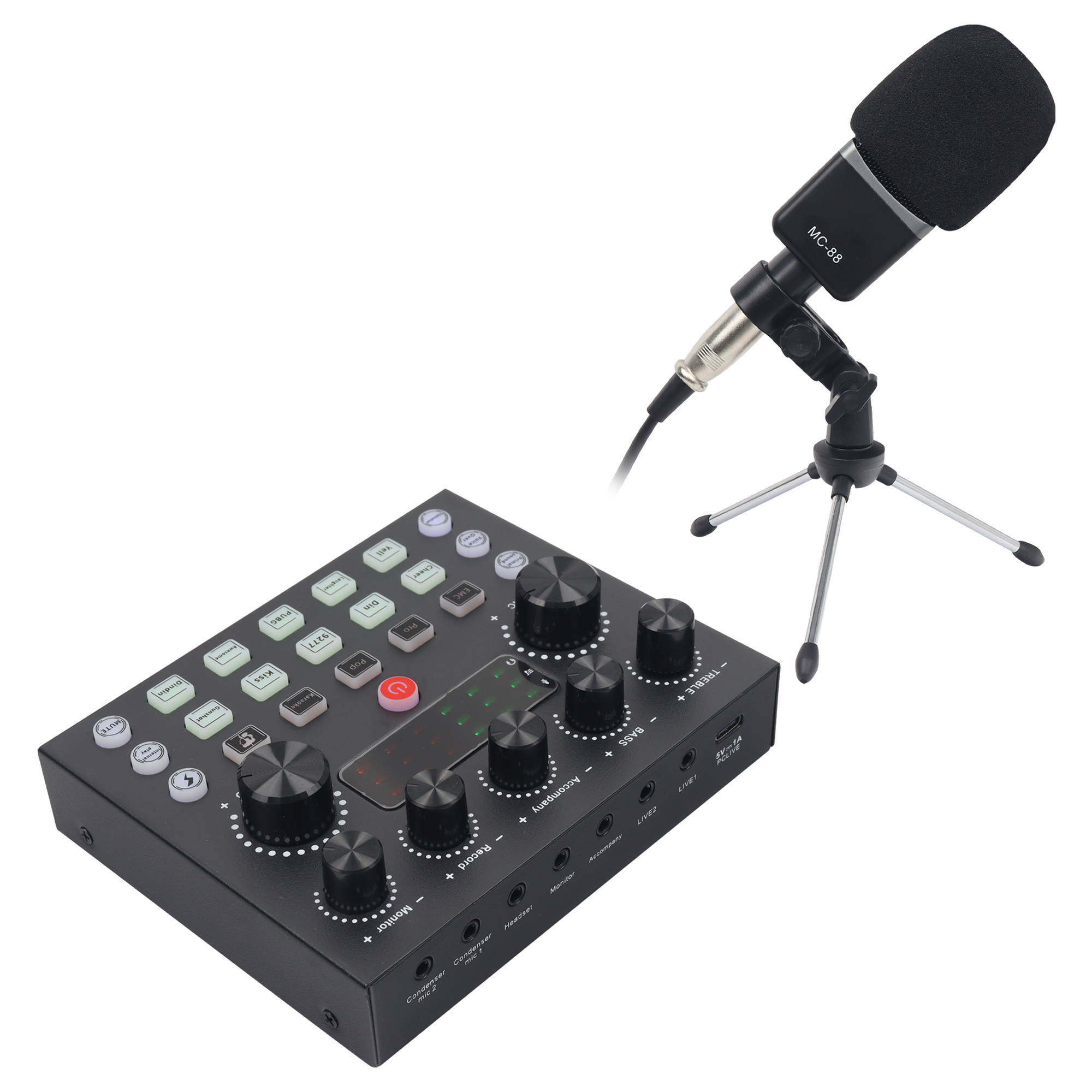 Kit Mic Pro Condensador + Tarjeta De Sonido