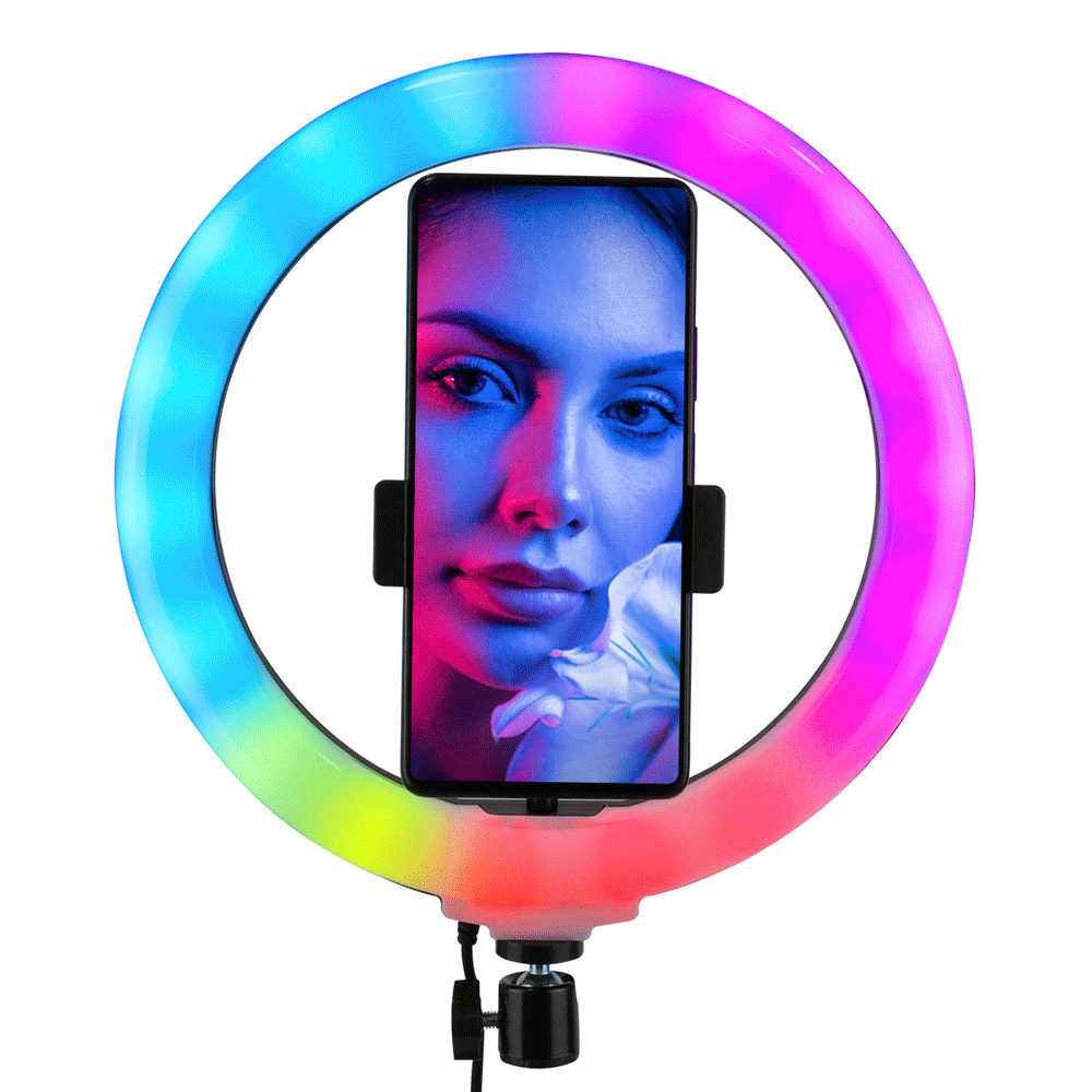 Aro De Luz 26 Cms Rgb + Trípode 2.1 Mtrs