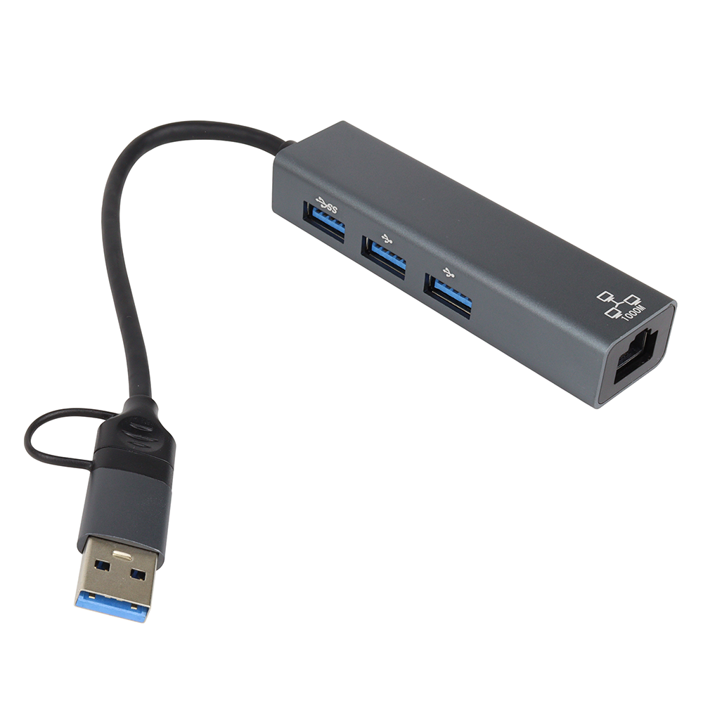 Hub Usb Tipo C Dual Rj45 Base 1000 2
