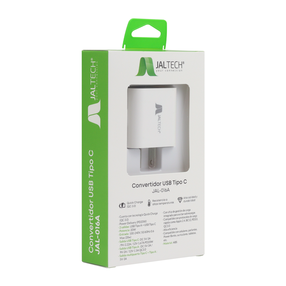 Convertidor Usb Y Tipo C De Pared 20W Qc 3