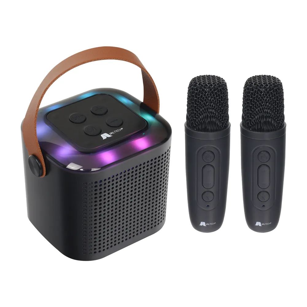 Mini Karaoke Rgb 2 Mics Negro
